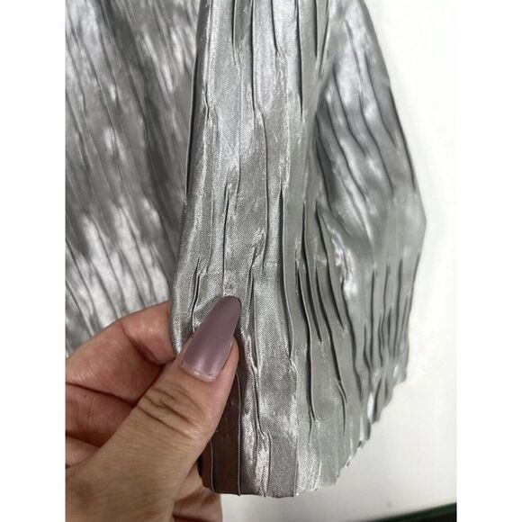 Chico's Silver Crinkle Jacket Size 1 Medium 8 10 US Blazer Caroline New - Picture 12 of 12
